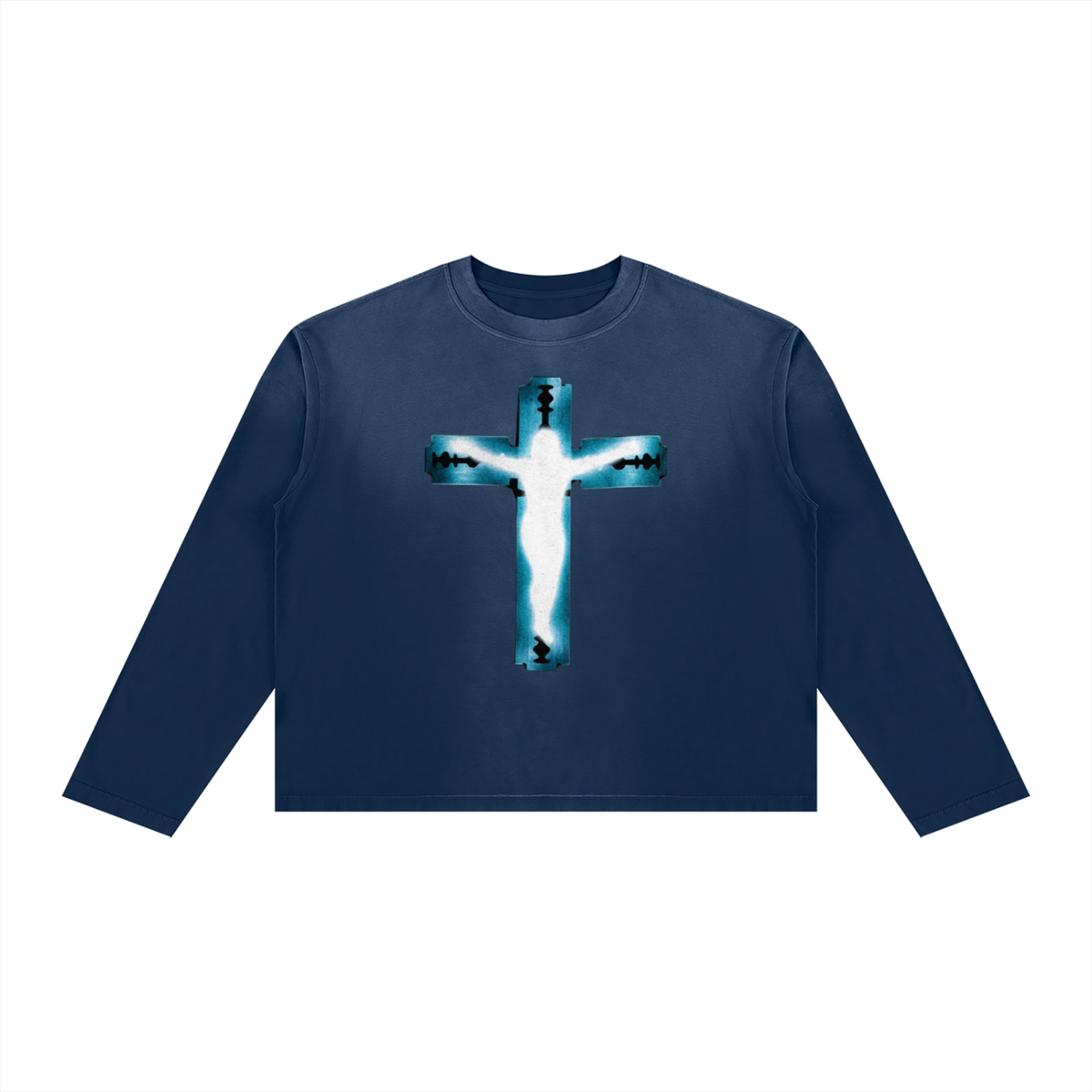 Blue Sacred Radiance Faded Boxy Long Sleeve